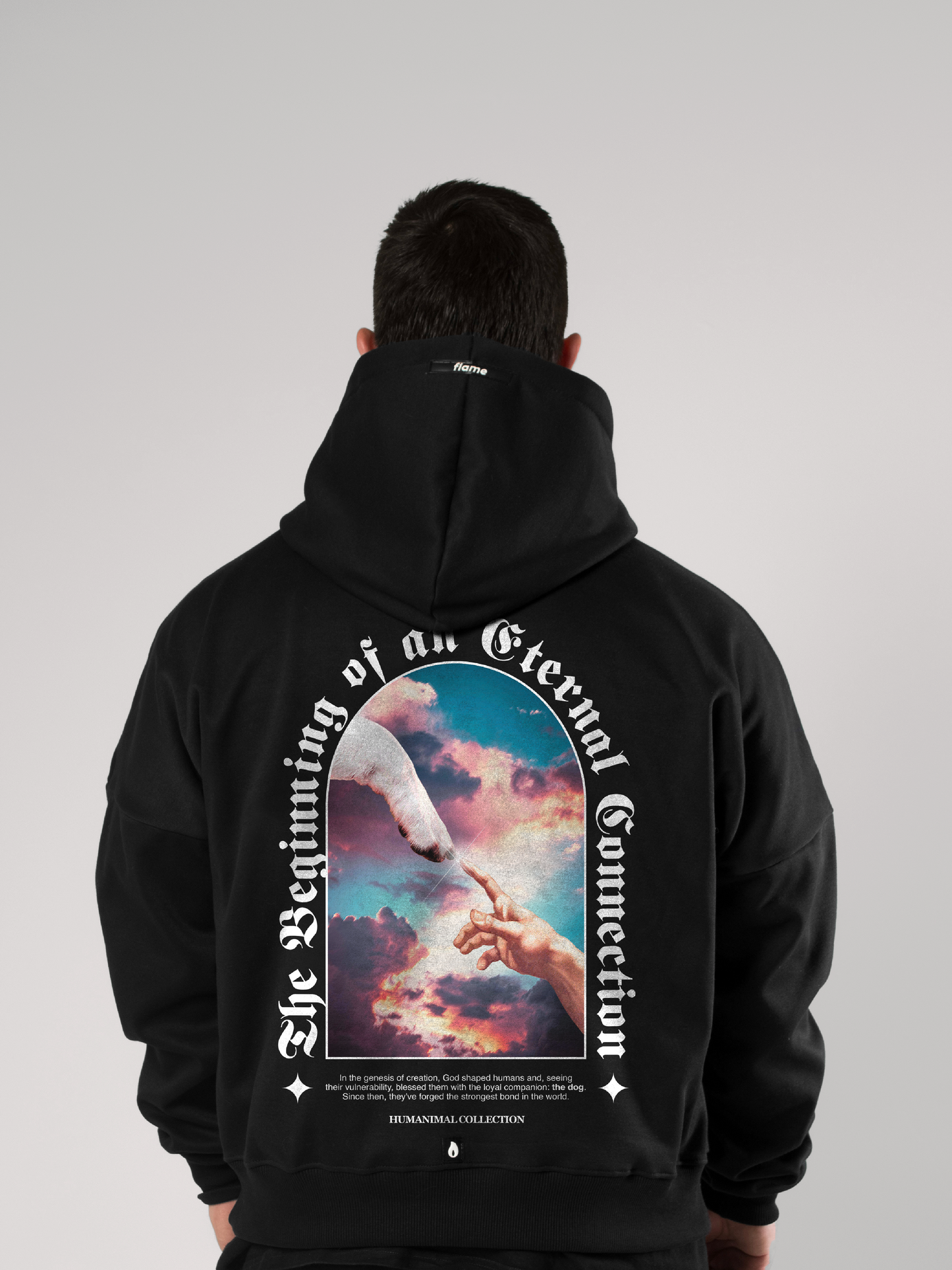 Black Oversized Hoodie - The Creation of Adam