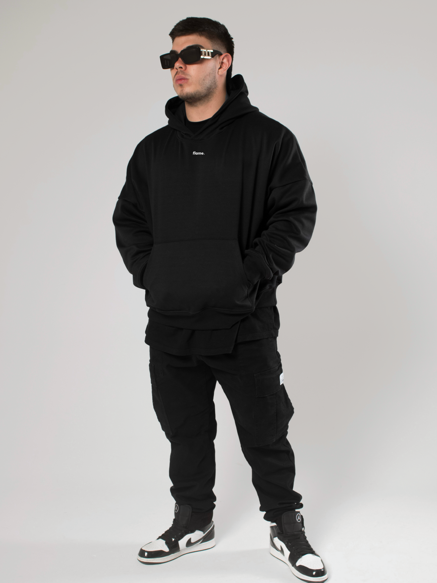 Black Oversized Hoodie - The Creation of Adam